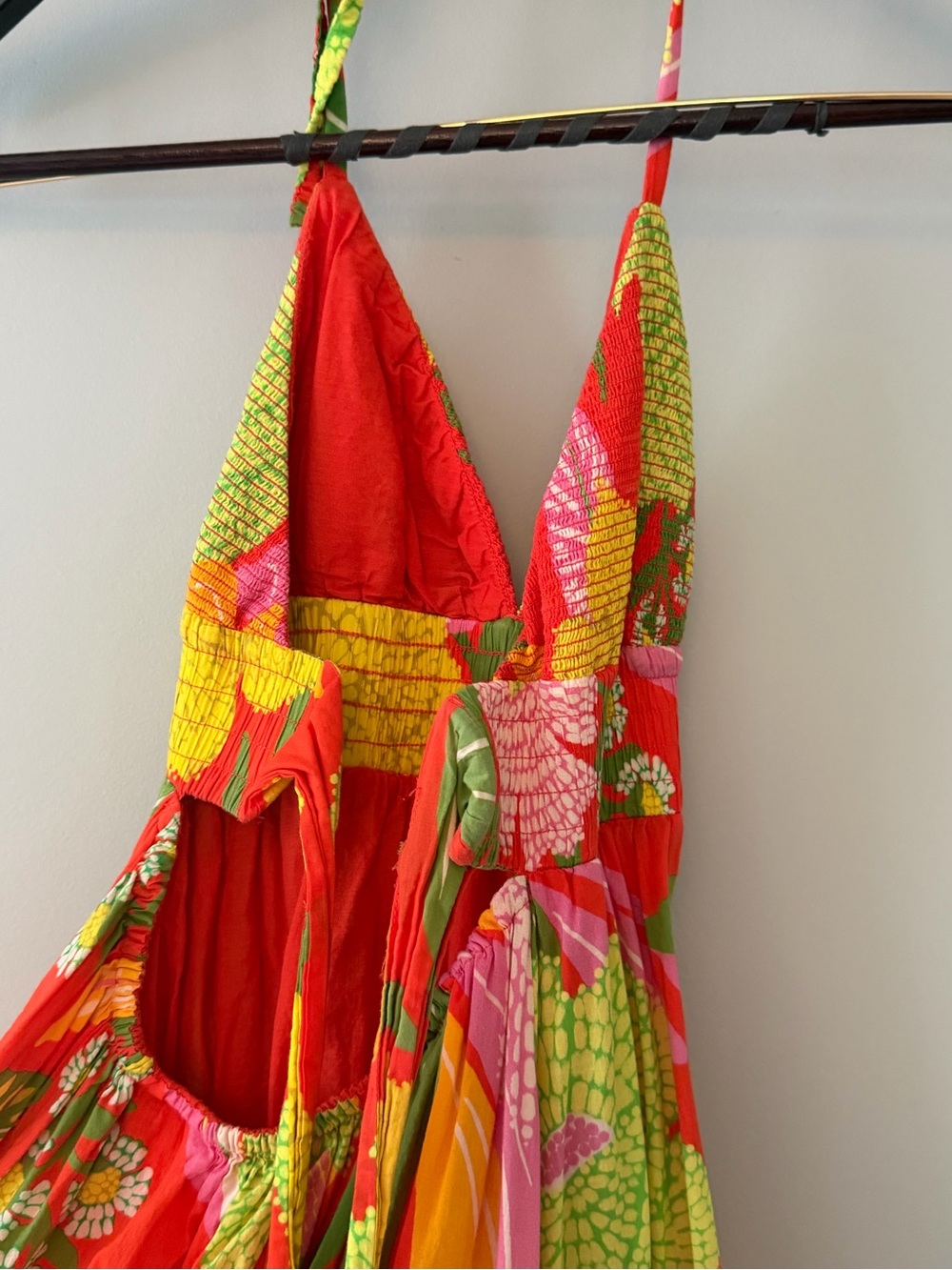 FARM Rio Tropical Halter Maxi Dress in Orange, Yellow & Pink - Picture 2 of 3